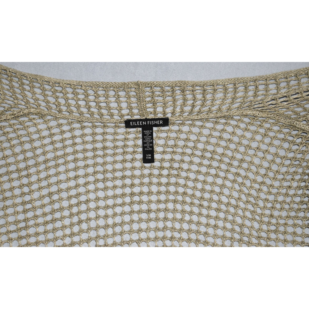 A5 NEW EILEEN FISHER Open Stitch Longline Organic Linen Cardigan Size S/M P/M - Picture 6 of 7